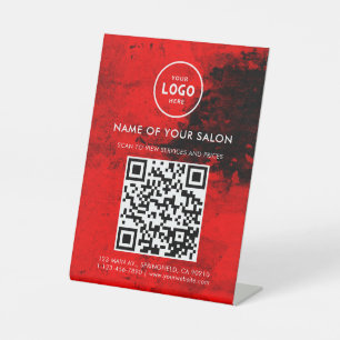 Signe De Table Présentation QR Salon Élégant Moderne 