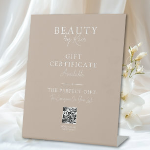 Signe De Table Présentoir de certificat cadeau de salon avec code