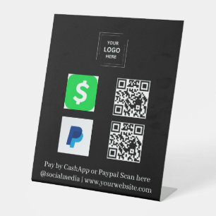 Signe De Table Présentoir de code QR Black CashApp PayPal pour pa