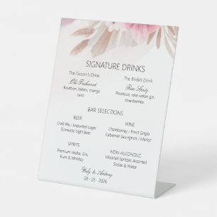 Signe De Table Présentoir de sélection de cocktails pour bar bohè