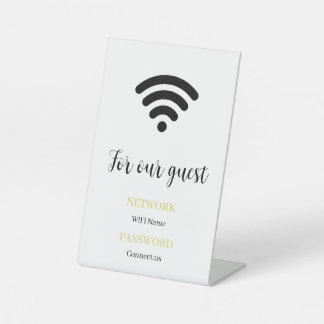 Signe De Table Présentoir d'informations WiFi personnalisé minima