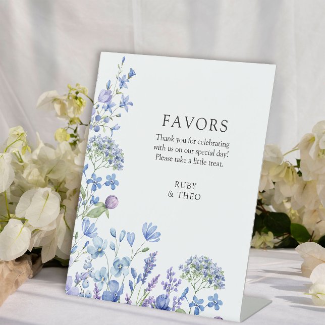 Signe De Table Privilégie le Mariage Floral Fleur sauvage Periwin (Personalized Wedding Favors Table Ssign from my Lilac + Periwinkle Wildflower Wedding Collection)
