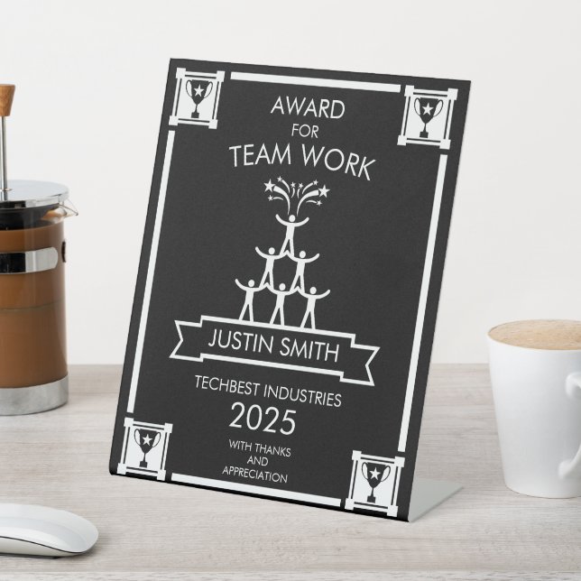 Signe De Table Prix de travail de l'équipe d'entreprise (In SItu)
