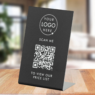 Signe De Table Prix du code QR Black Business Logo Scan Me