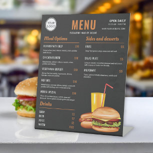 Signe De Table Prix du Menu de Nourriture de Hamburger et de Hot 