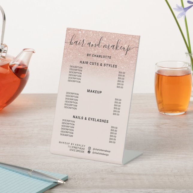 Signe De Table Prix du salon de coiffure pour parties scintillant (In SItu)