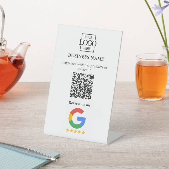 Signe De Table Professional Google Reviews QR Code Business Logo (In SItu)