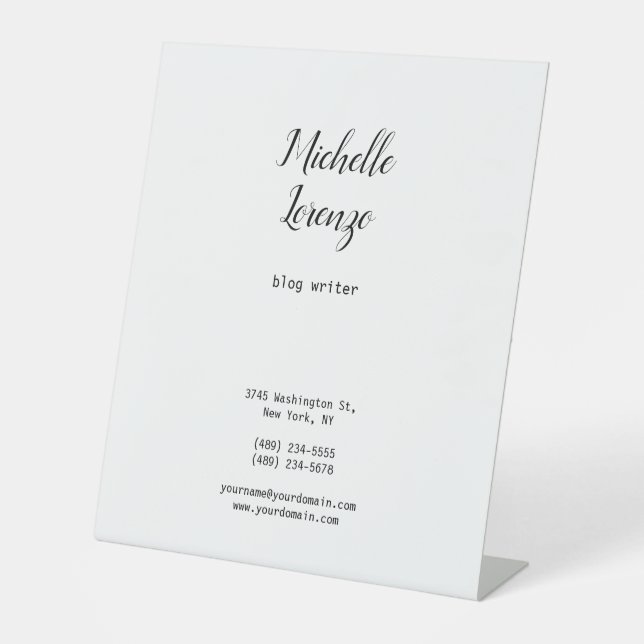 Signe De Table Professionnel Moderne Simple Noir & Blanc (Recto)