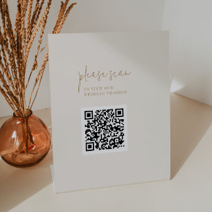Signe De Table Programme de Mariage de code QR Vintage or moderne