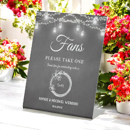 Signe De Table Programme de mariage des fans noirs rustique