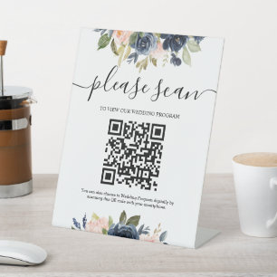 Signe De Table Programme de mariage floral de la marine rose rous