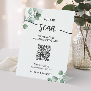 Signe De Table Programme de mariage vert Code QR