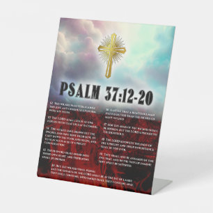 Signe De Table Psaume 37 Verse 12 Thru 20 Croix chrétienne d'or