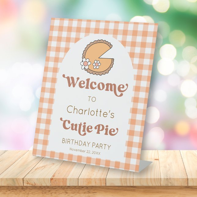 Signe De Table Pumpkin Cutie Pie Birthday Welcome Sign (Créateur téléchargé)