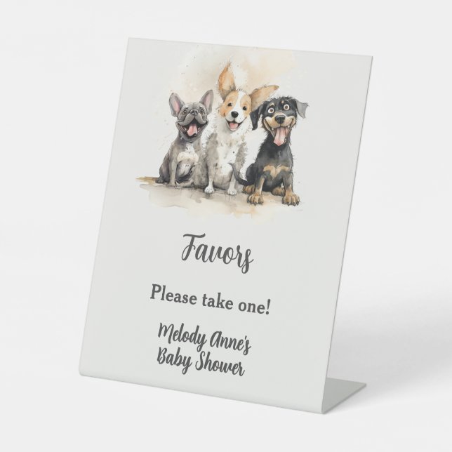 Signe De Table Puppy Chien Tails Garçon Baby shower Faveurs (Recto)