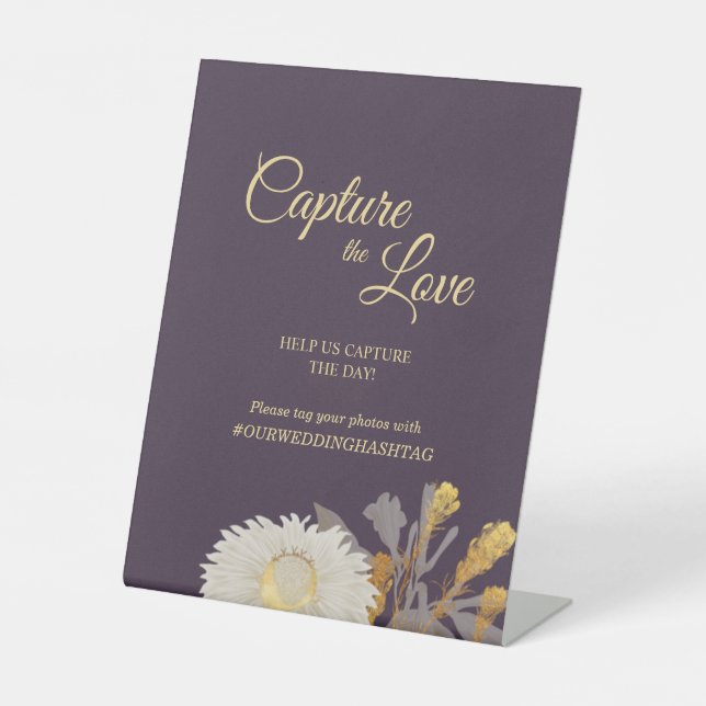 Signe De Table Purple Daisy Antique Mariage Capturer l'amour (Recto)
