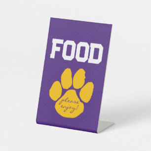 Signe De Table Purple & Gold Pawprint Food Table Graduation