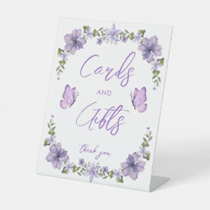 Signe De Table Purple Papillons Aquarelle Fleur sauvage Baby Show