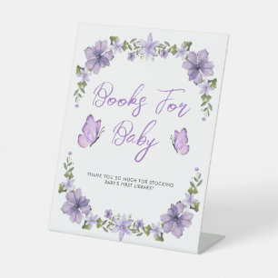 Signe De Table Purple Papillons Aquarelle Fleur sauvage Baby Show