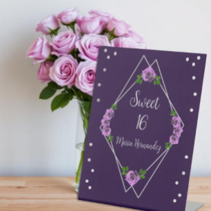 Signe De Table Purple Rose Silver Géométrique Sweet 16