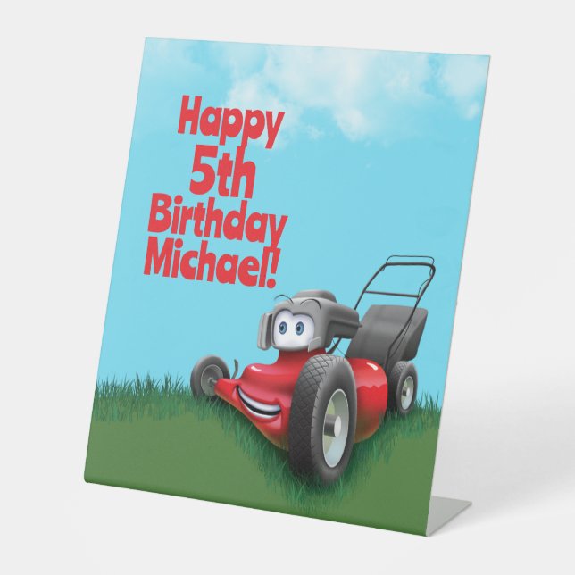 Signe De Table Push Lawn Mower fête d'anniversaire (Recto)