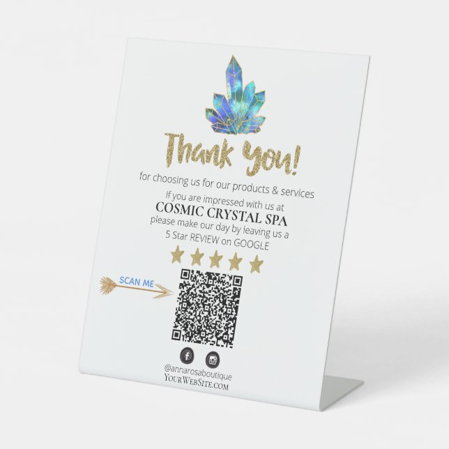 Signe De Table *~* QR AQUA CRYSTALS Review Logo MERCI AP8 (Recto)