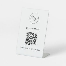 Signe De Table QR Code Black Café Menu Logo Moderne Blanc