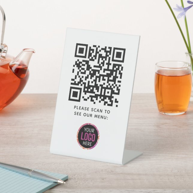 Signe De Table QR Code Black Menu Logo Contact Café moderne Pe (In SItu)