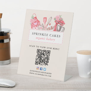 Signe De Table QR Code Boulangerie Menu Aquarelle Cuisson Ustensi