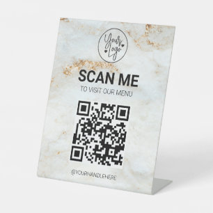 Signe De Table QR Code Business Logo Modern Contactless Menu