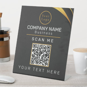 Signe De Table QR Code Business Logo Moderne