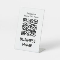 QR Code Café Modern Big Print Menu Blanc