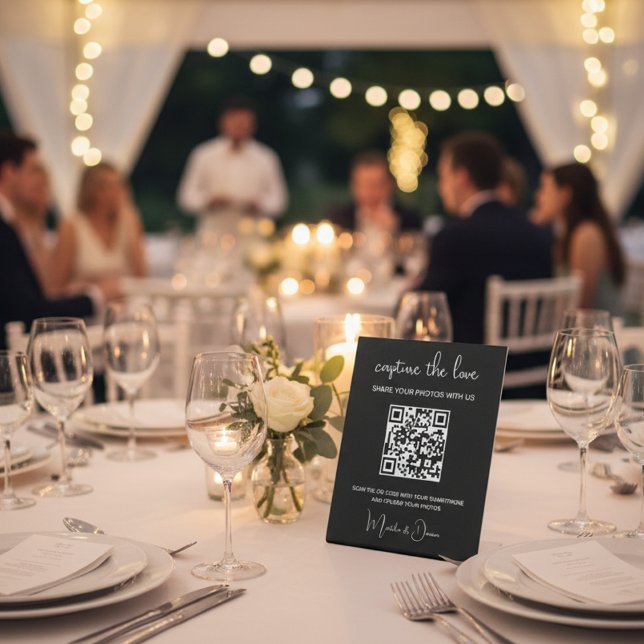 Signe De Table QR Code Capturer l'album photo du Mariage d'amour (Créateur téléchargé)