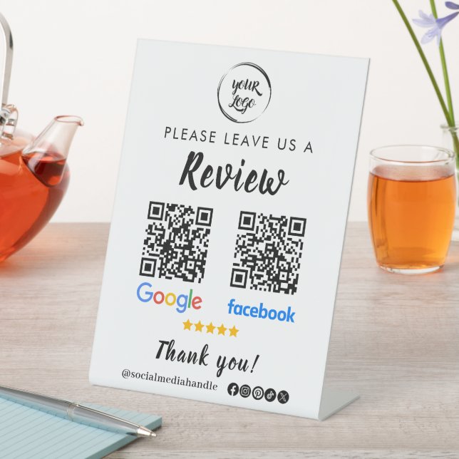 Signe De Table Qr Code Google Commentaires Facebook Business Revi (In SItu)