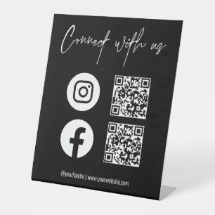 Signe De Table QR Code Les Médias Sociaux Se Connectent Aux Entre