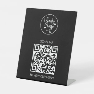 Signe De Table QR Code Menu Black Logo Modern Contactless