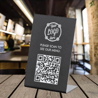 Signe De Table QR Code Menu Logo Contact Restaurant moderne sans 