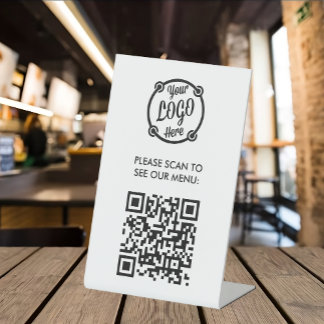 Signe De Table QR Code Menu Logo Contact Restaurant moderne sans 