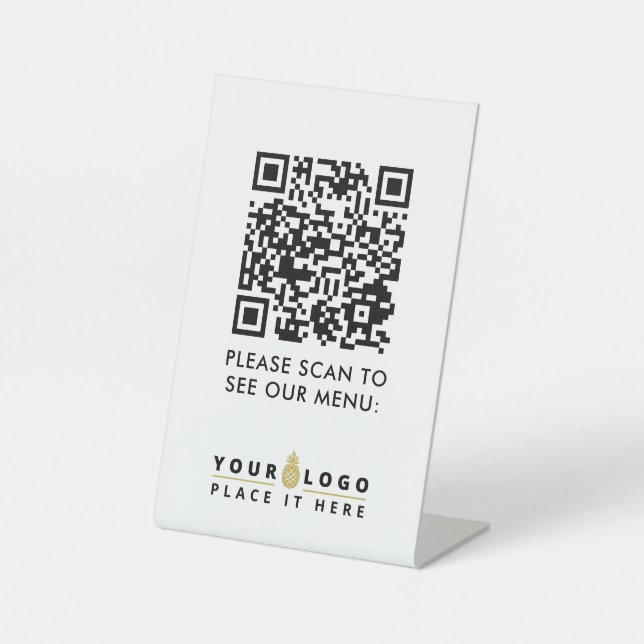 Signe De Table QR Code Menu Logo Contact Restaurant moderne sans  (Recto)
