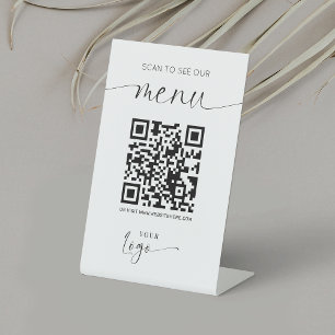Signe De Table QR Code Menu Modern Logo Restaurant sans contact