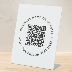 Signe De Table QR Code Minimaliste Nettoyer Simple Blanc Promotio