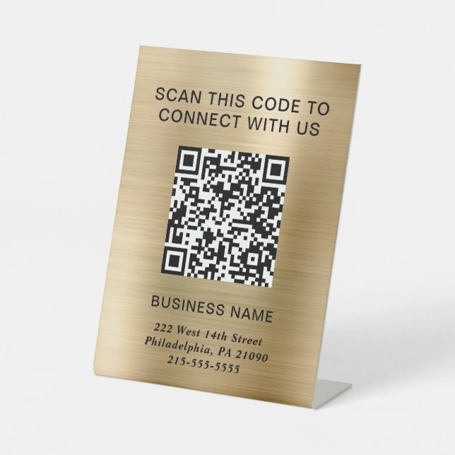 Signe De Table QR Code Modern Business Gold (Recto)