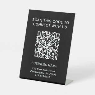 Signe De Table QR Code Moderne Entreprise Noir