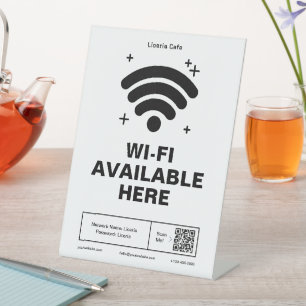 Signe De Table Qr Code Nom commercial Minimal wifi Détails