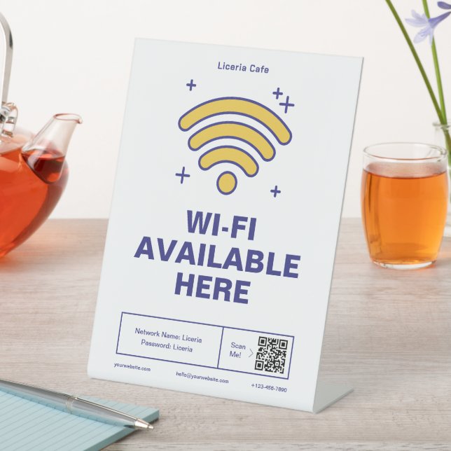 Signe De Table Qr Code Nom commercial Minimal wifi Détails (In SItu)