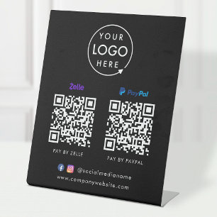 Signe De Table QR Code Payment   Zelle Paypal Scan to Pay Black