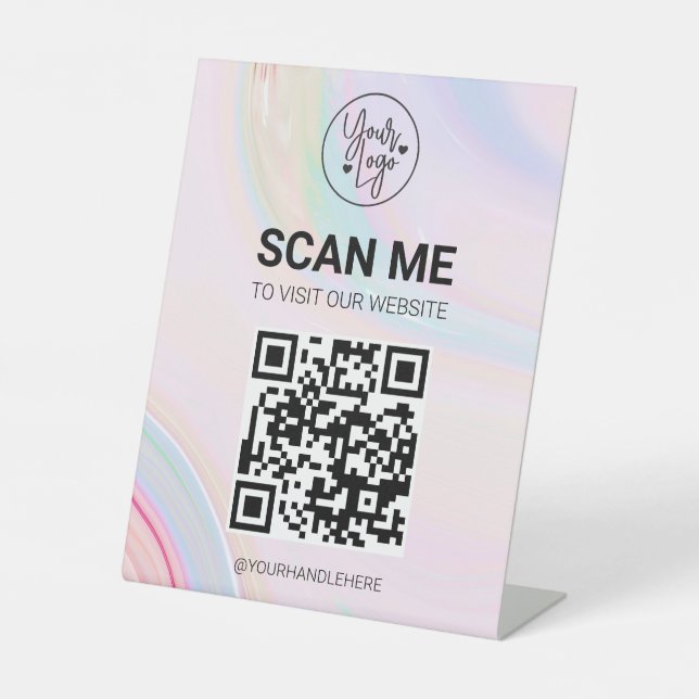 Signe De Table QR Code Scan Me Business Menu Website Services Ped (Recto)