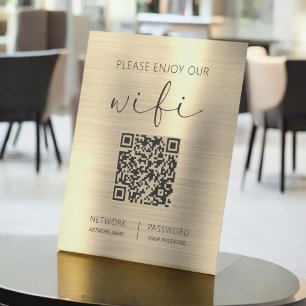 Signe De Table QR Code S'Il Vous Plaît Profitez De Notre Wifi Gol