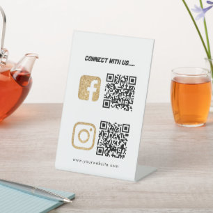 Signe De Table QR Code Site d'affaires Social Media Scan Me Pede
