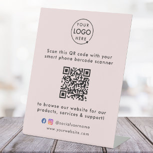 Signe De Table QR Code Site Web d'entreprise Me Scan Social Media